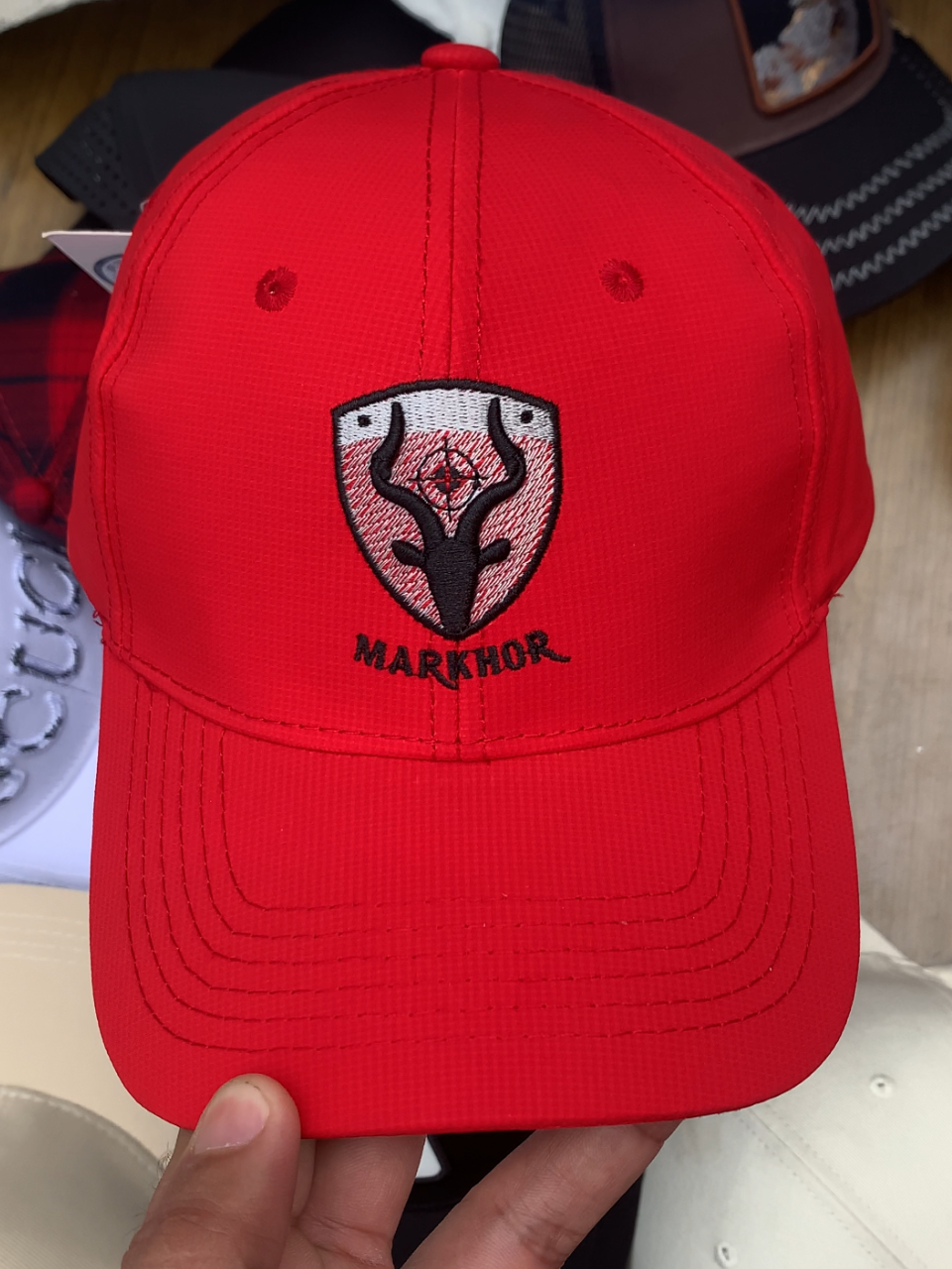 Premium quality red " MARKHOR " cap